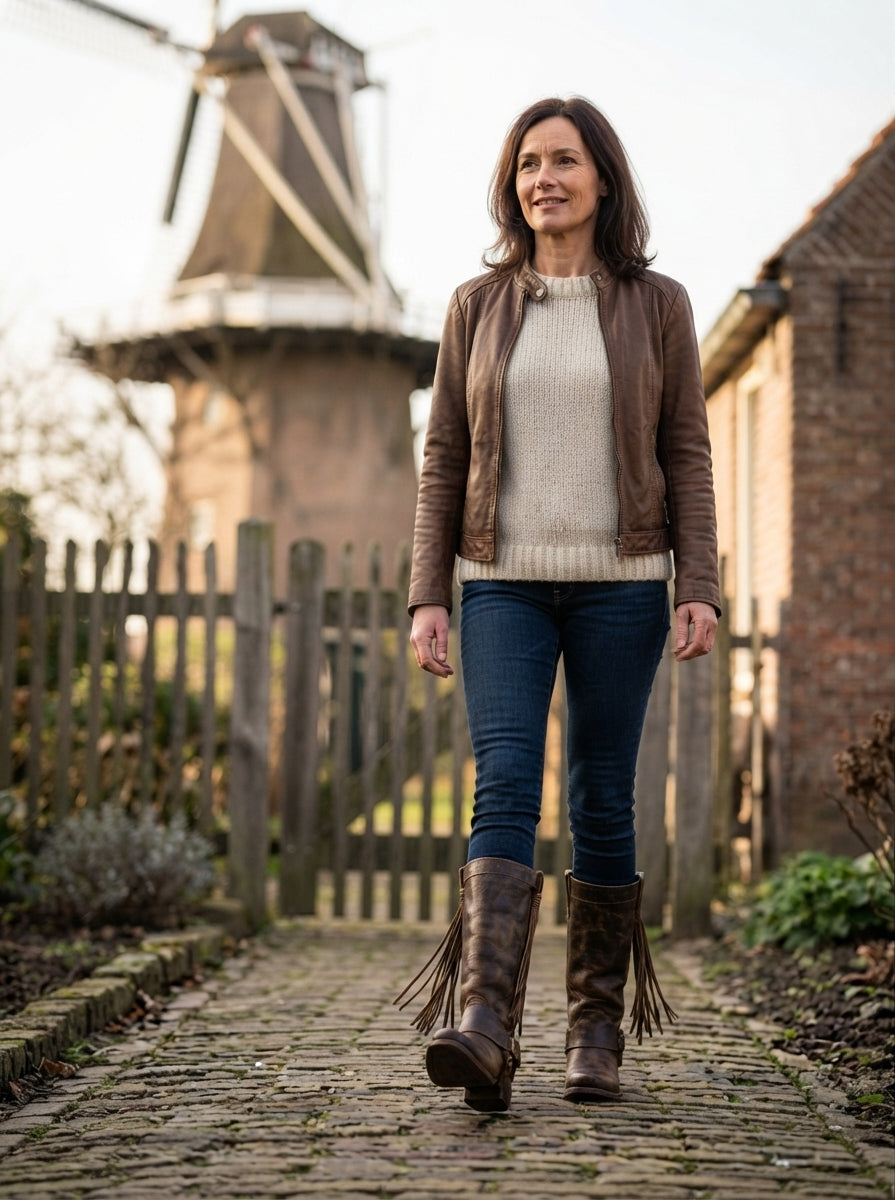 Hoge Laarzen Dames – Klassiek Design van Vegan Leer met Rits en Hak