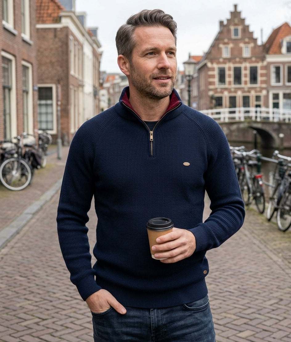 Steven - Heren Slim Fit Quarter-Zip