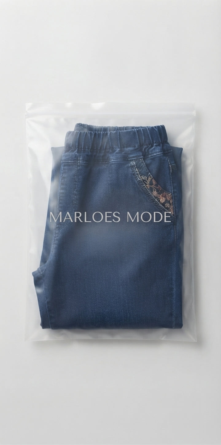 Marloes mode | Damesjeans met zijzakken en elastische taille