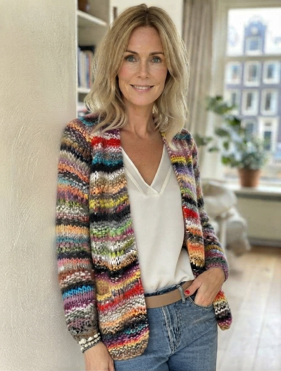Iris - Dames Boho Gebreide Cardigan met Open Voorpand