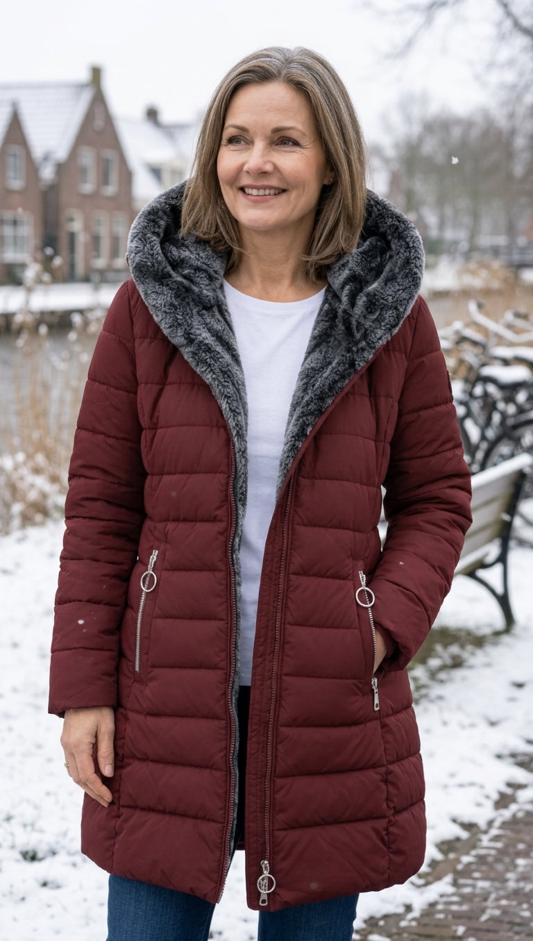 Marja - Warme gewatteerde winterjas met capuchon
