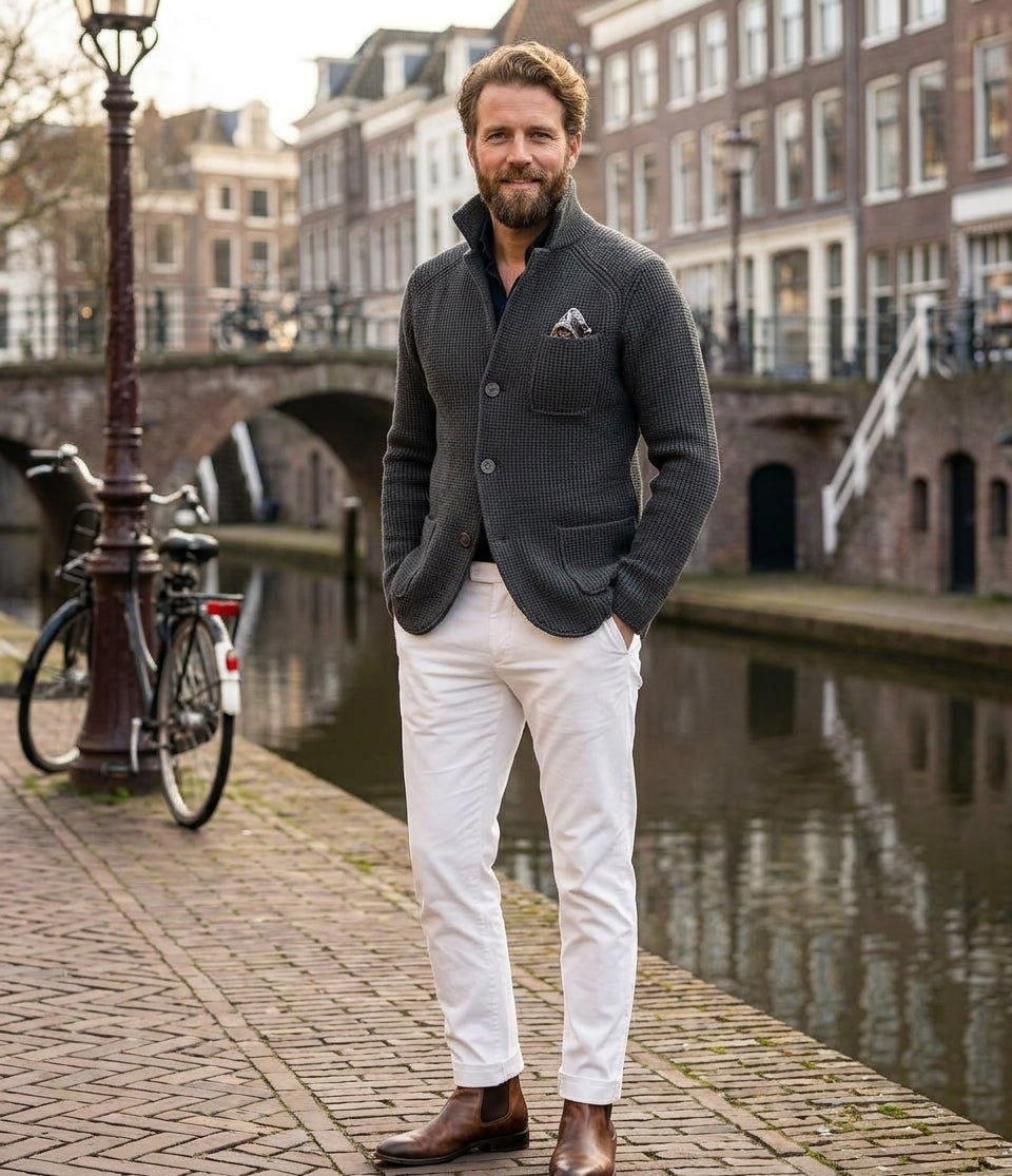 Wessel - Heren Vest Knopen Fijngebreid