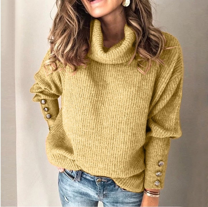 Dames Basic Fijngebreide Coltrui – Lichtgewicht Pullover met lange mouwen, Casual Herfst/Winter