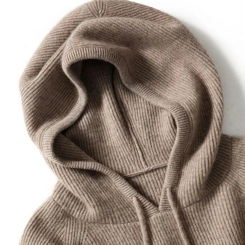 Dames Gebreide Hoodie – Trui met Capuchon, Casual Pullover voor Herfst en Winter