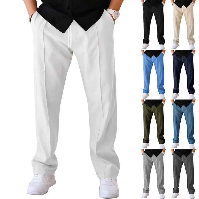 Heren Chino Broek Slim Fit met Elastische Taille en Koord