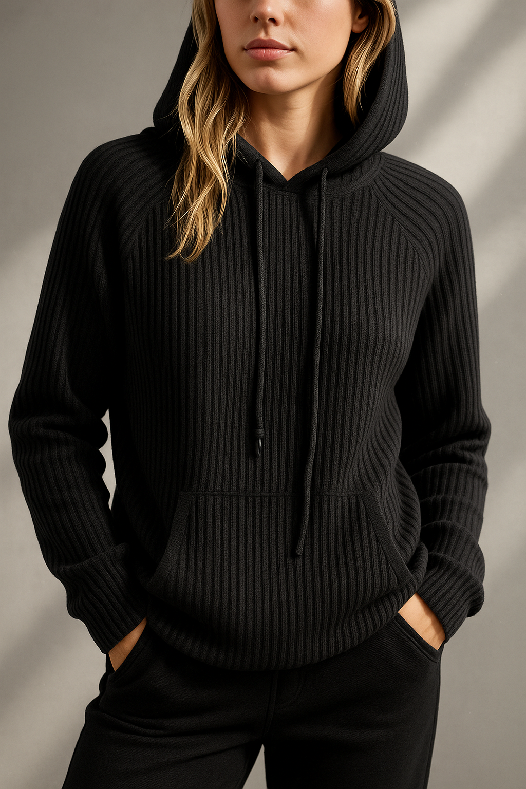 Dames Gebreide Hoodie – Trui met Capuchon, Casual Pullover voor Herfst en Winter