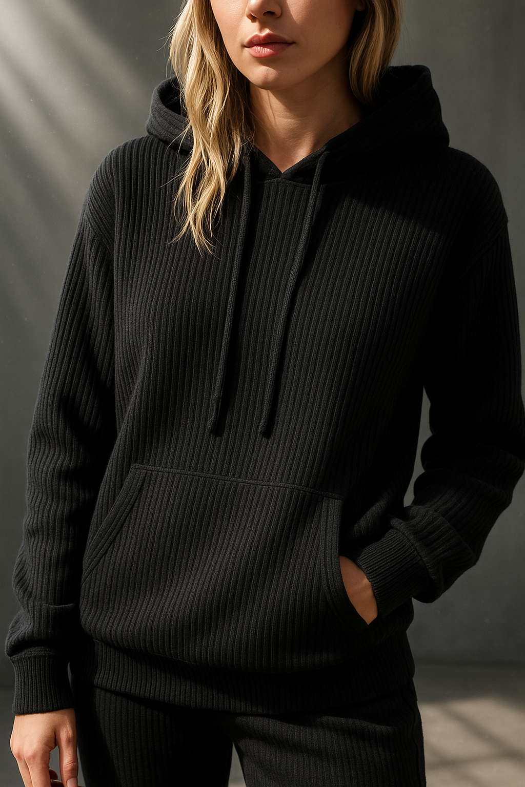Dames Gebreide Hoodie – Trui met Capuchon, Casual Pullover voor Herfst en Winter