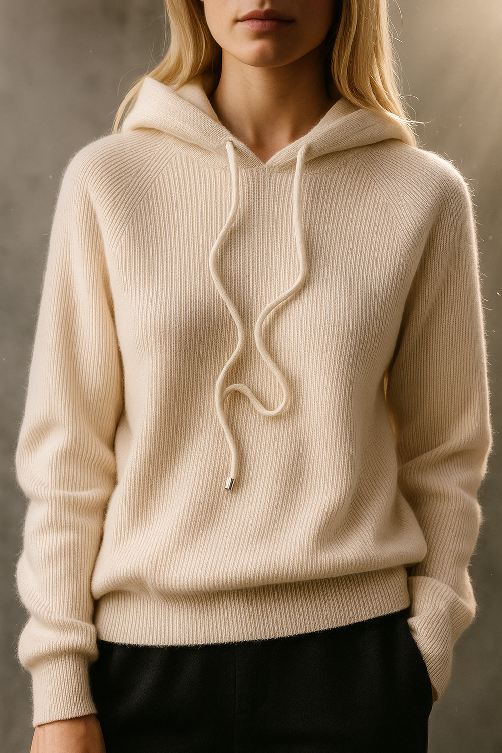 Dames Gebreide Hoodie – Trui met Capuchon, Casual Pullover voor Herfst en Winter