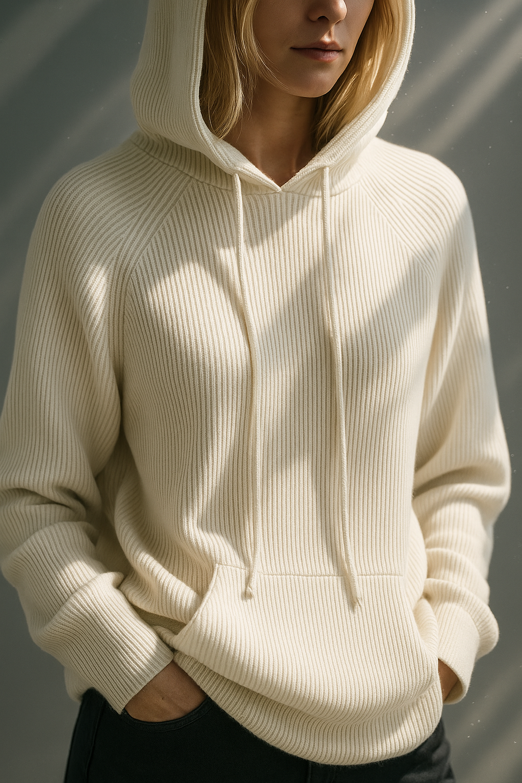 Dames Gebreide Hoodie – Trui met Capuchon, Casual Pullover voor Herfst en Winter