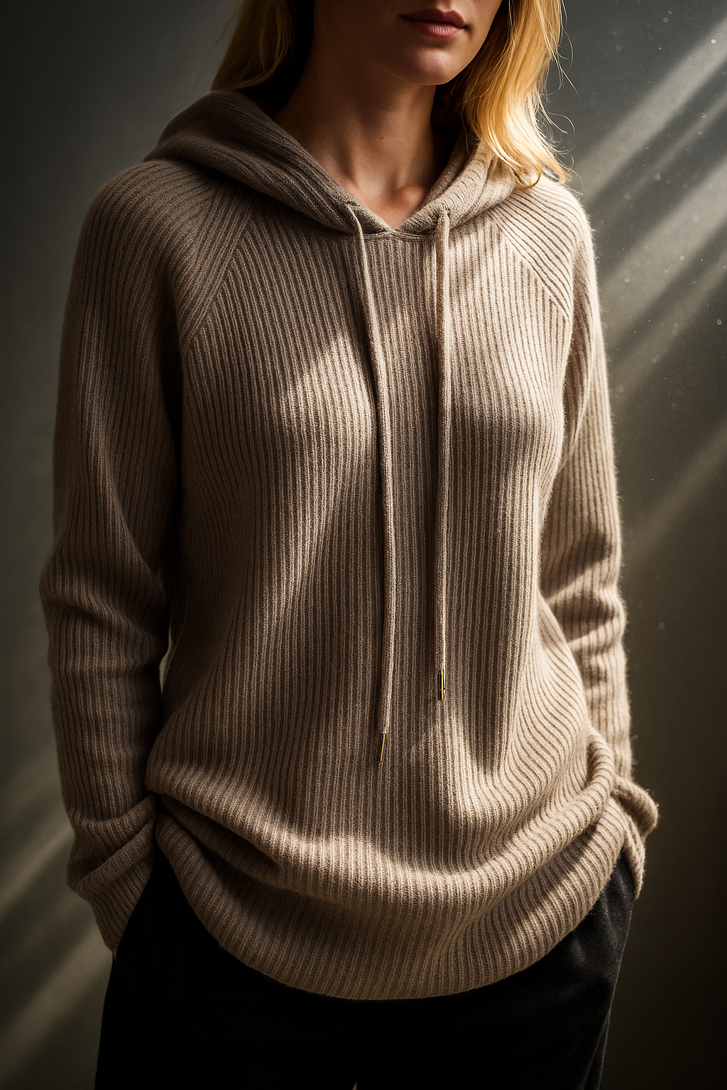 Dames Gebreide Hoodie – Trui met Capuchon, Casual Pullover voor Herfst en Winter