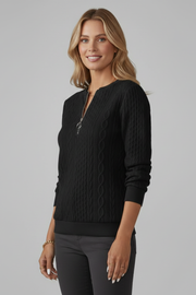 Dames Trui met Rits Kraag - Geribbelde Coltrui Slim Fit