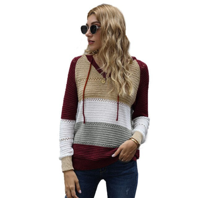 Dames Hoodie V-hals met Capuchon en Koord