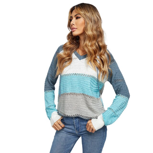 Dames Hoodie V-hals met Capuchon en Koord
