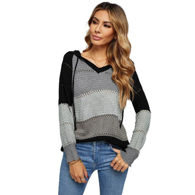 Dames Hoodie V-hals met Capuchon en Koord