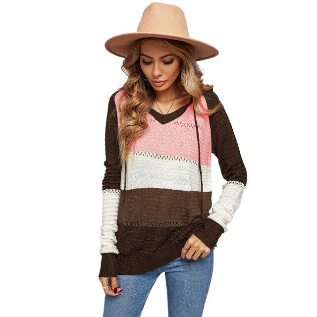 Dames Hoodie V-hals met Capuchon en Koord
