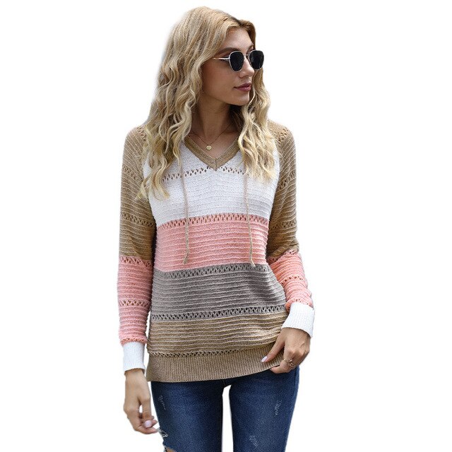 Dames Hoodie V-hals met Capuchon en Koord
