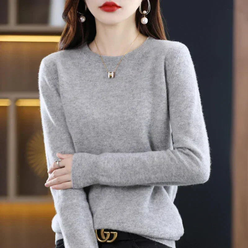 Dames Kasjmier Trui – Warm en Zacht, Effen Beige, Perfect voor Herfst en Winter