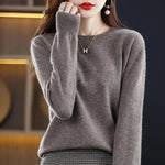 Dames Kasjmier Trui – Warm en Zacht, Effen Beige, Perfect voor Herfst en Winter