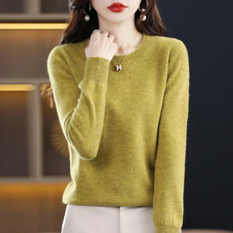 Dames Kasjmier Trui – Warm en Zacht, Effen Beige, Perfect voor Herfst en Winter