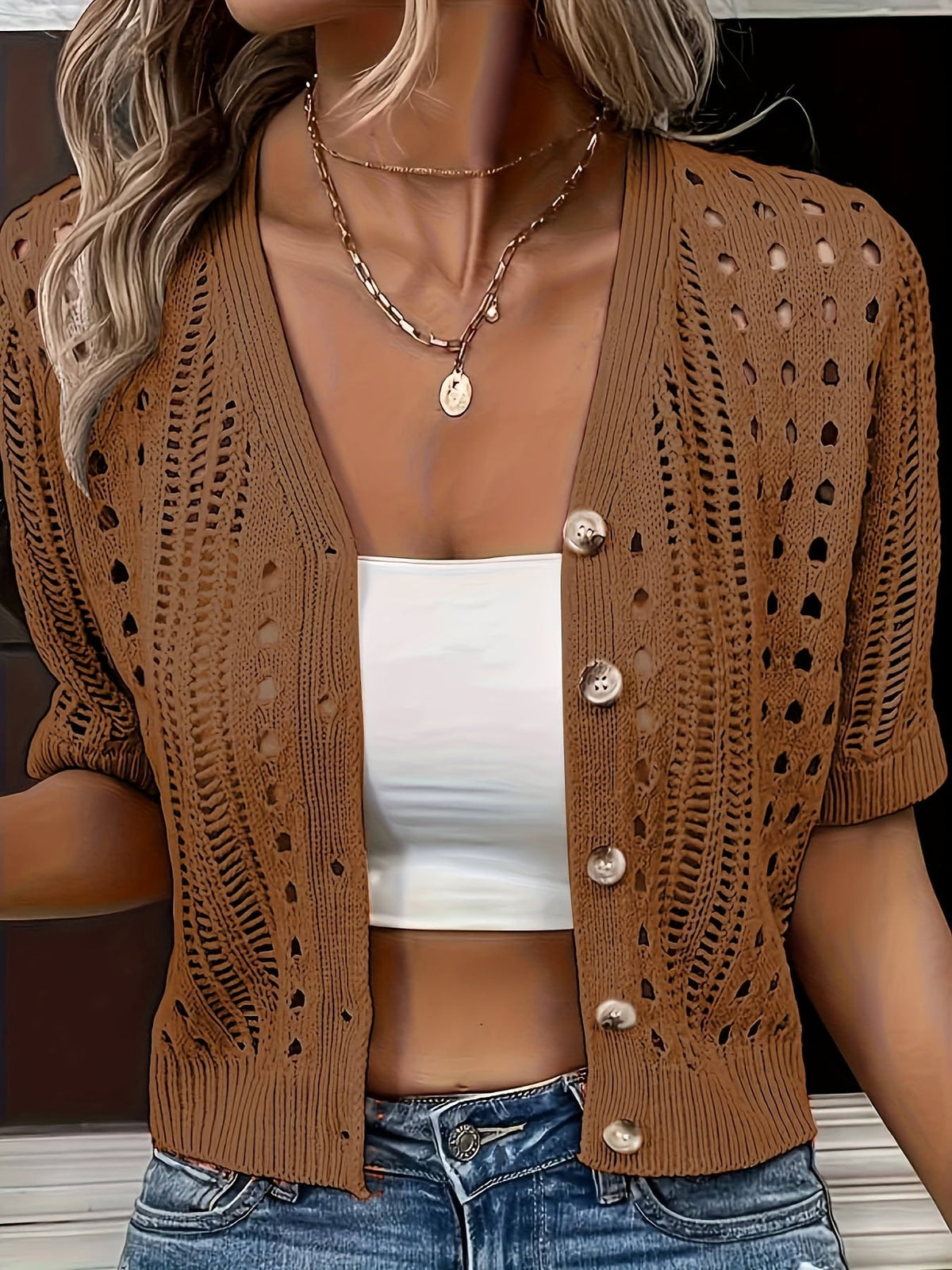 Dames Oversized Cardigan – Opengewerkt, Geschikt voor Lente en Zomer