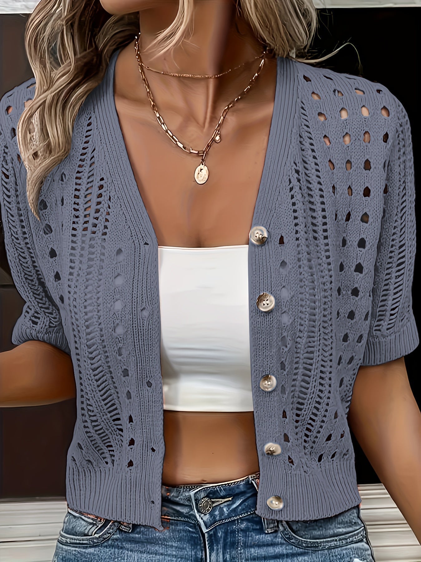 Dames Oversized Cardigan – Opengewerkt, Geschikt voor Lente en Zomer