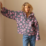 Dames Oversized Sherpa Trui – Bohemian Bloemenprint, Warm en Casual voor Herfst en Lente