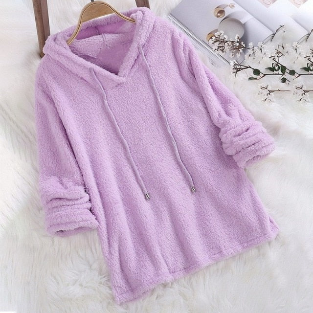 Dames Hoodie Fleece Voering met Capuchon en Trekkoord
