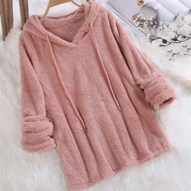 Dames Hoodie Fleece Voering met Capuchon en Trekkoord