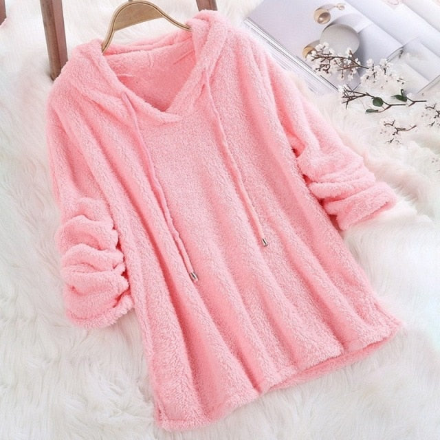 Dames Hoodie Fleece Voering met Capuchon en Trekkoord