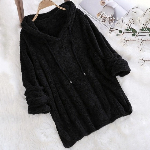 Dames Hoodie Fleece Voering met Capuchon en Trekkoord
