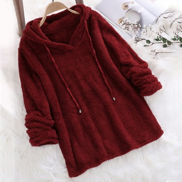 Dames Hoodie Fleece Voering met Capuchon en Trekkoord
