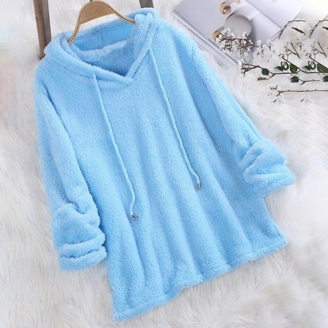 Dames Hoodie Fleece Voering met Capuchon en Trekkoord
