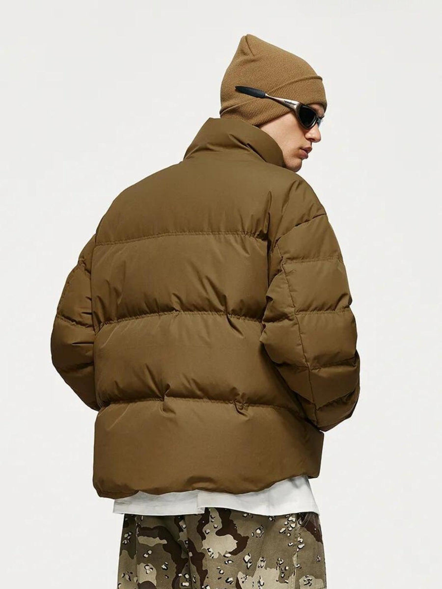 Heren Puffer Jack Kort Model met Hoge Kraag en Rits