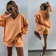 Dames Oversized Set – Casual voor Thuisgebruik, Met Gestreepte Details en Korte Broek
