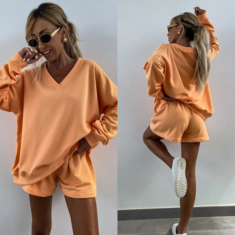 Dames Oversized Set – Casual voor Thuisgebruik, Met Gestreepte Details en Korte Broek