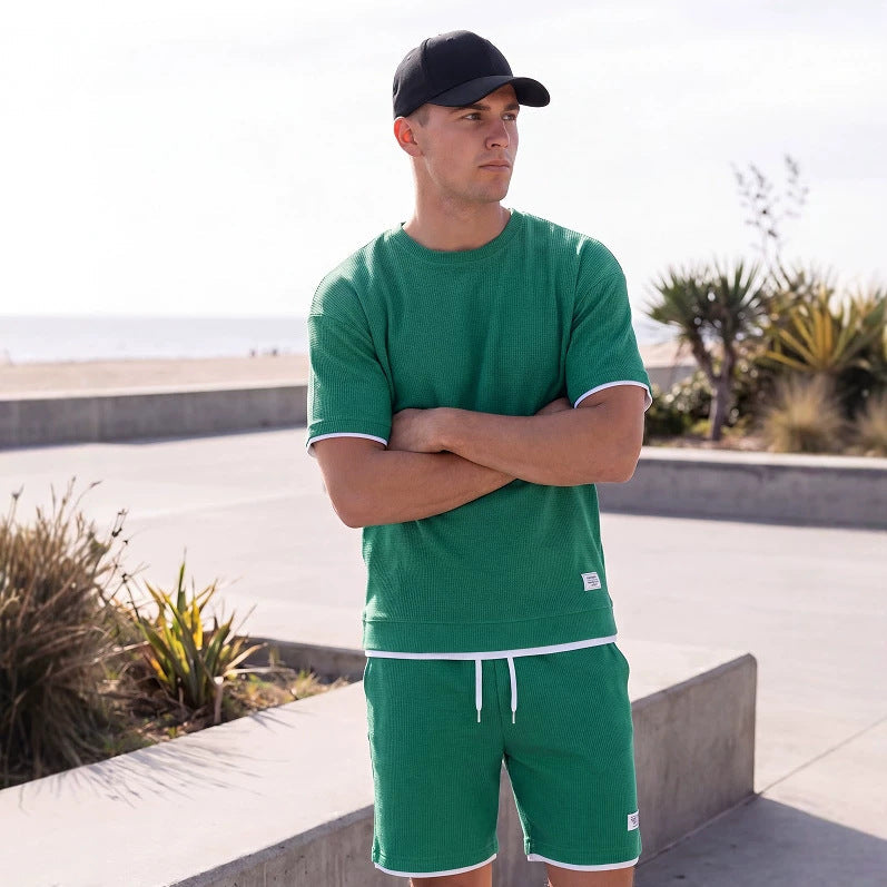 Heren Slim Fit Set – T-shirt met Korte Broek, Geschikt voor Casual en Dagelijks Gebruik