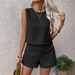 Christien | Dames Set Top en Shorts – Relaxed Fit, Mouwloos, Ademende Stof, Cropped