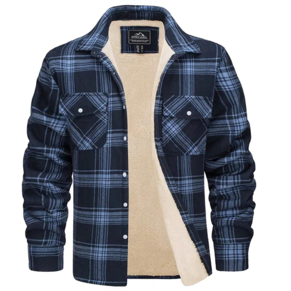 Heren Flanel Overshirt met Sherpa Voering en Ruitmotief