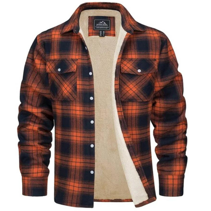 Heren Flanel Overshirt met Sherpa Voering en Ruitmotief