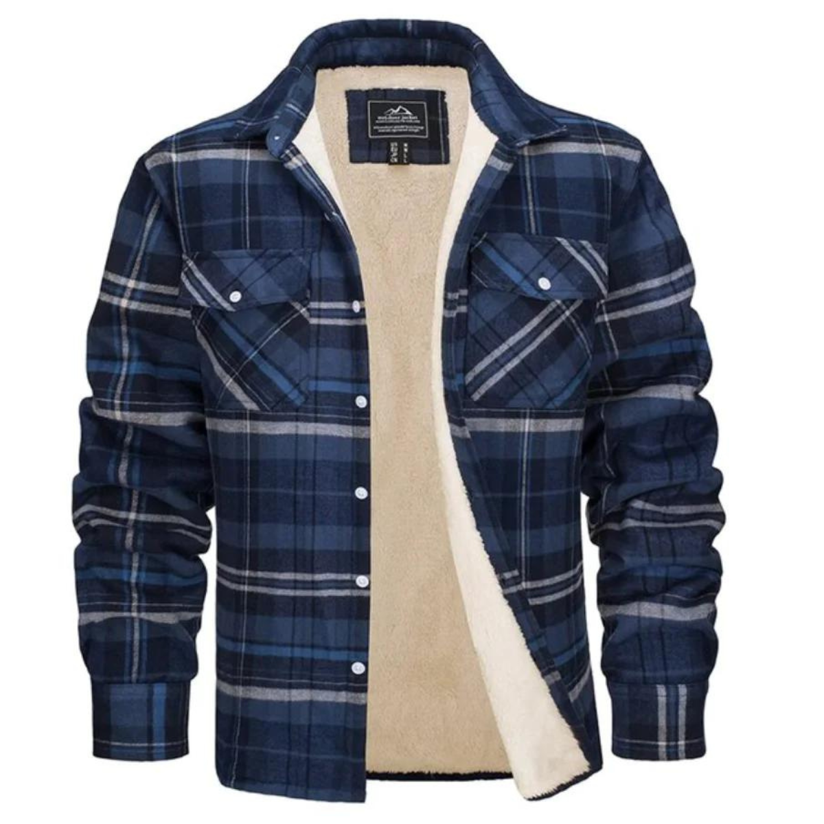 Heren Flanel Overshirt met Sherpa Voering en Ruitmotief