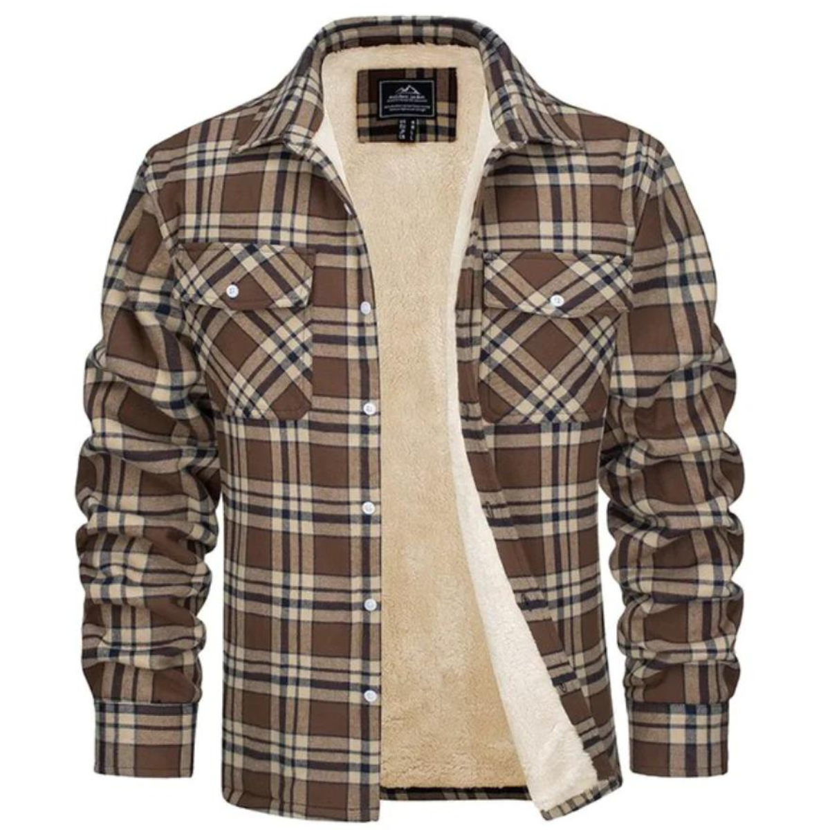Heren Flanel Overshirt met Sherpa Voering en Ruitmotief
