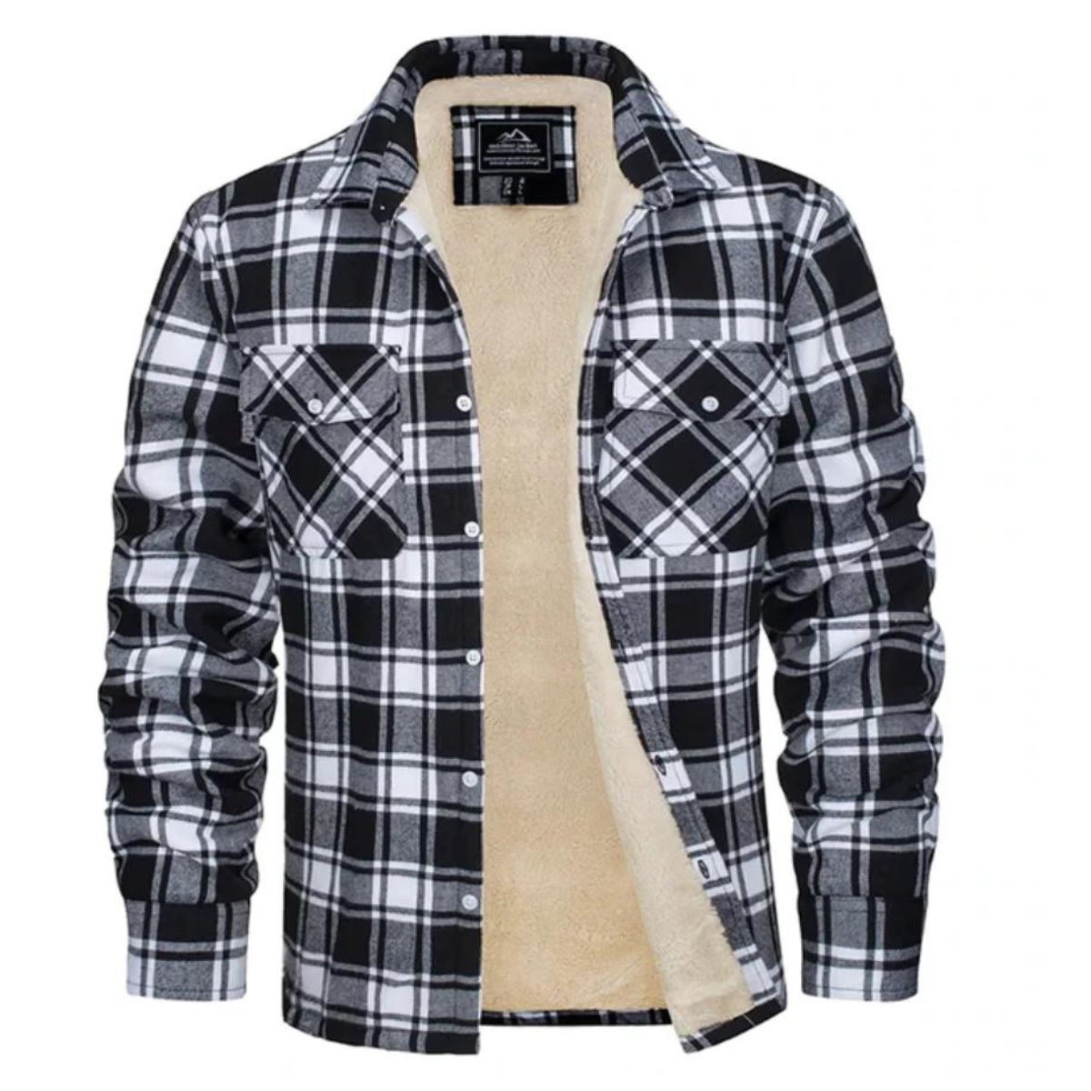 Heren Flanel Overshirt met Sherpa Voering en Ruitmotief