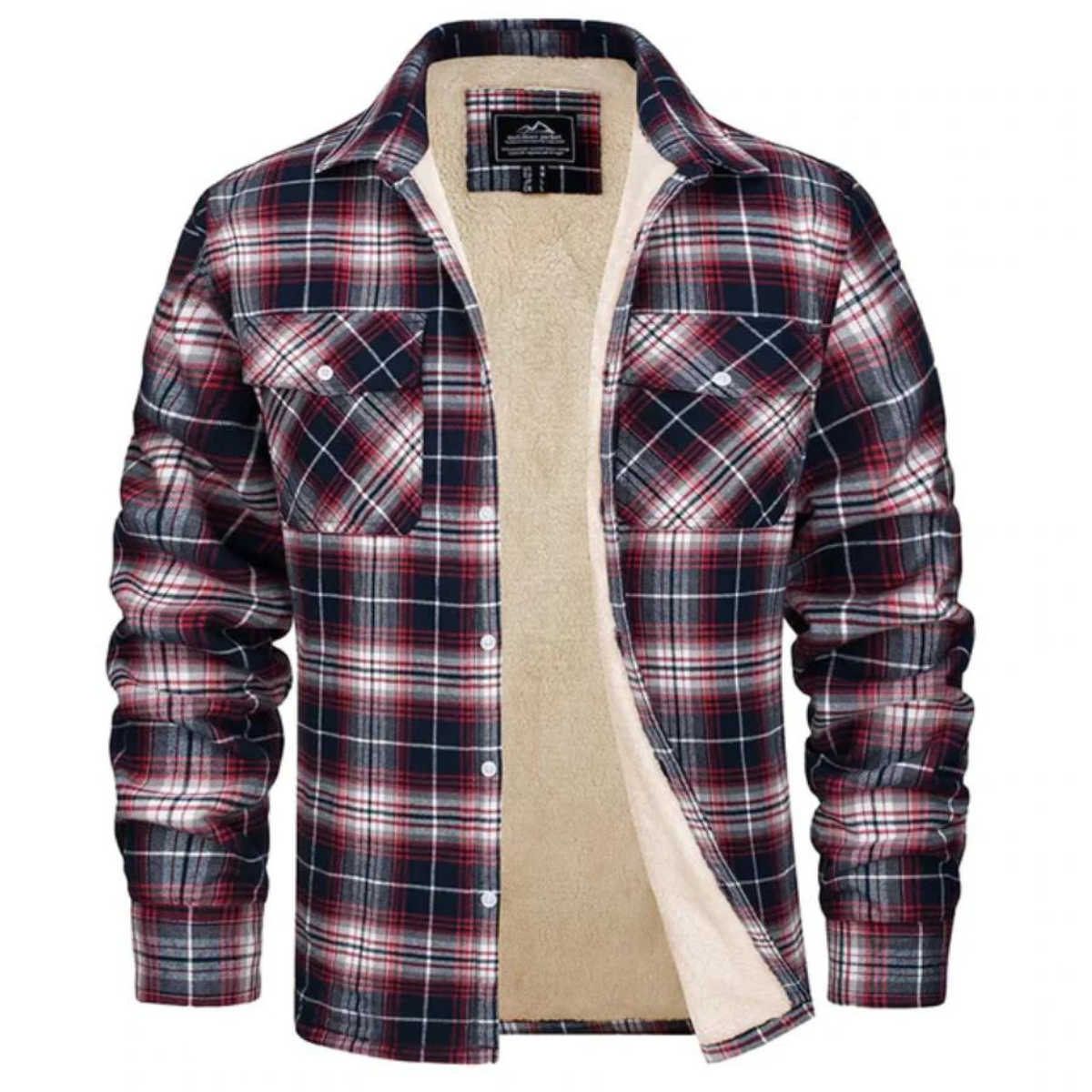 Heren Flanel Overshirt met Sherpa Voering en Ruitmotief