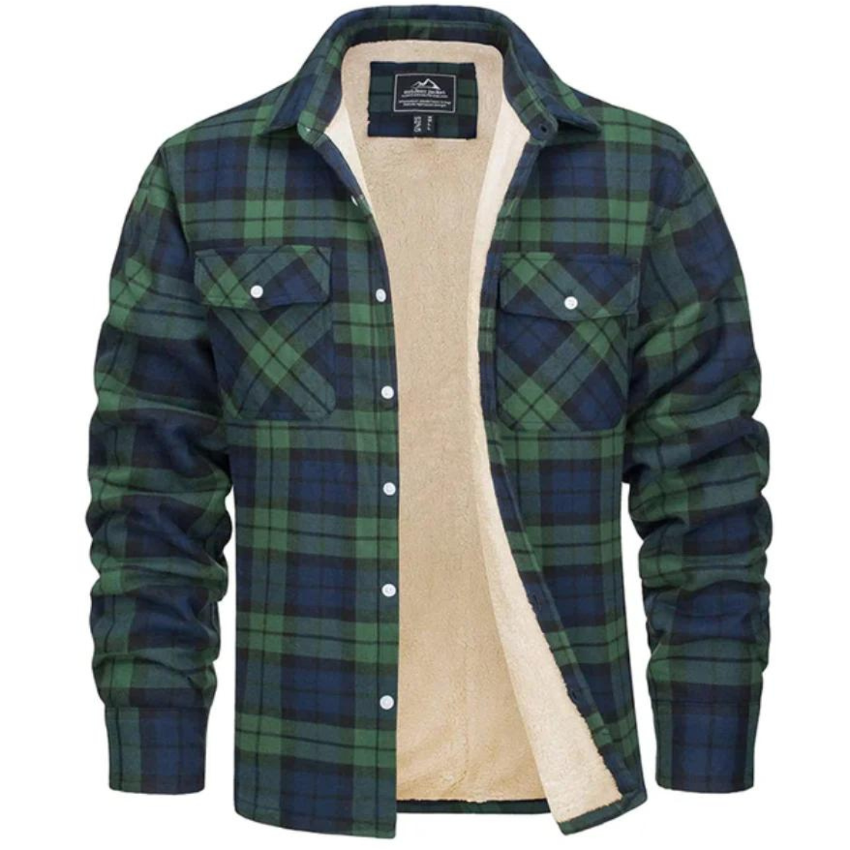 Heren Flanel Overshirt met Sherpa Voering en Ruitmotief