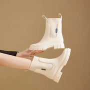 Eira | Dames regenlaarzen met verhoogde hak en elastische sluiting – waterdicht & slipvast