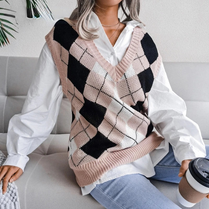 Dames Geruite Spencer – Lichtgewicht Katoen, Casual Vest voor Lente en Zomer