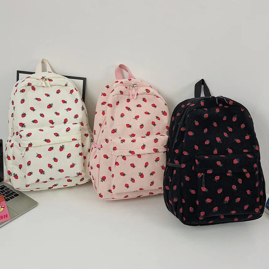 Tyra | Rugzak met aardbeienprint