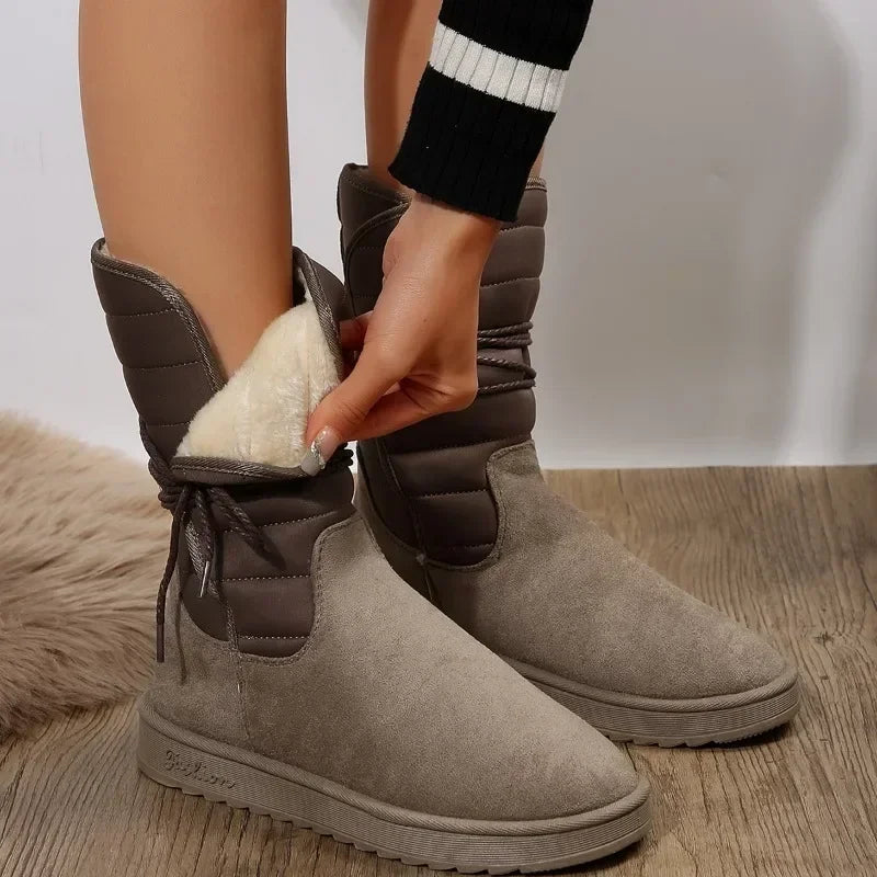 Veterschoenen voor dames met warme bontvoering