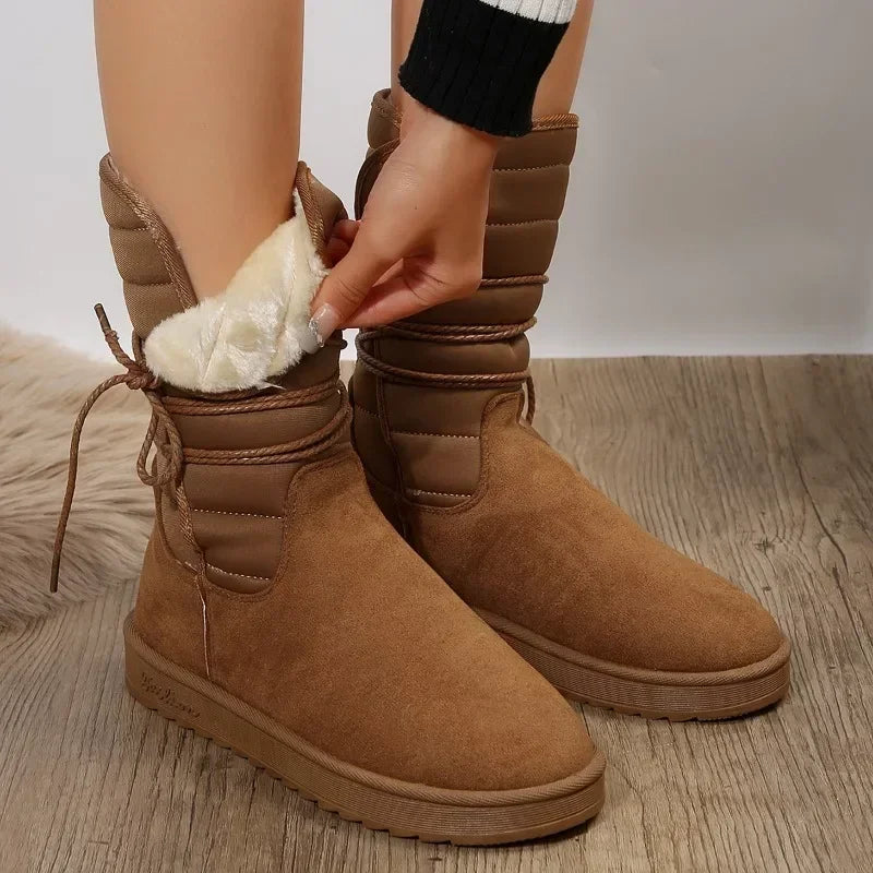 Veterschoenen voor dames met warme bontvoering