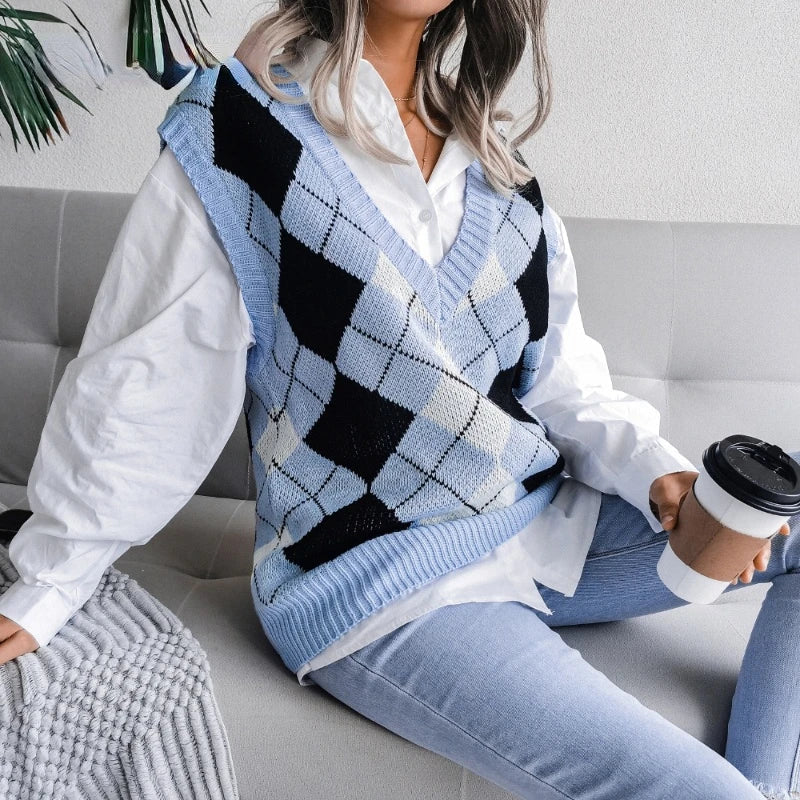 Dames Geruite Spencer – Lichtgewicht Katoen, Casual Vest voor Lente en Zomer